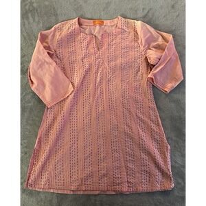 Globus Shirt Womens Extra Large Peach Kurti‎ Striped Stitched